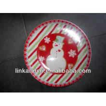 Haonai 2014 full decal print snowman ceramic artwork plate